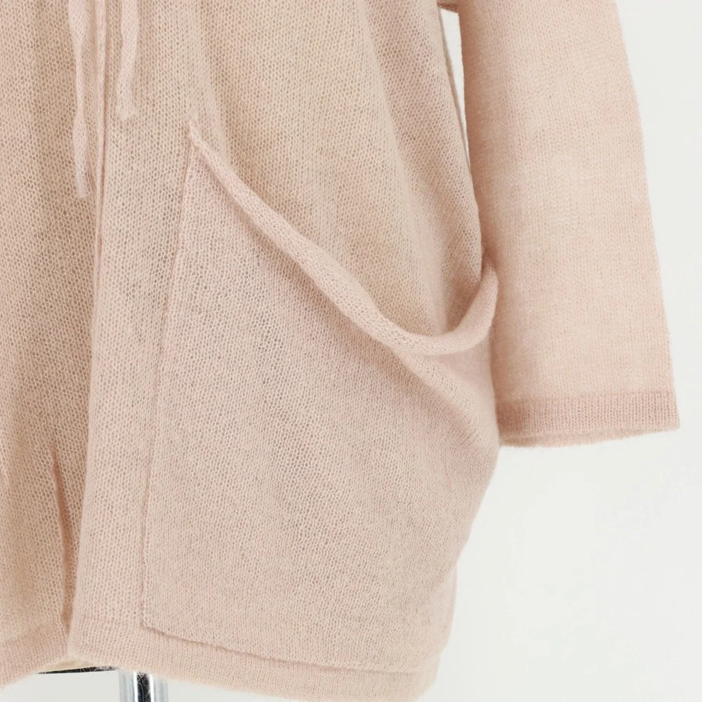 KERISMA‎ Lightweight Lace Up Front Knit Sweater Pink Size S/M Wool Mohair Blend
